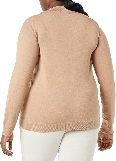 Beige Mock Neck Sweater imagen 3